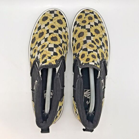 VANS Asher Sunflower Checkerboard Slip On Sneakers Women’s Missy 6 Skate Shoes - Picture 6 of 10